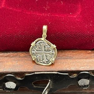 Atocha Silver Coin With Gold Bezel